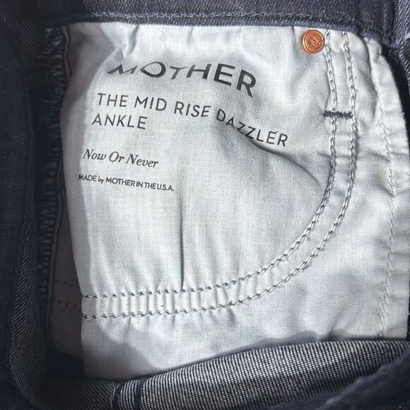 MOTHER women’s 24 the mid rise dazzler ankle jeans in now or never dark Wash - Picture 6 of 8